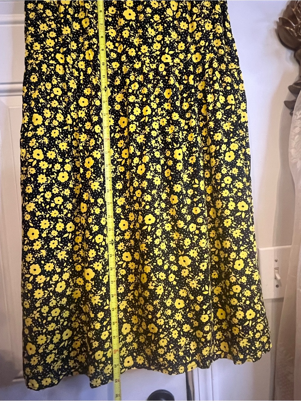 ASOS Patchwork Midi Skirt Size US 10 Mixed Floral Yellow Blue Split Indie Sleaze - Picture 8 of 9